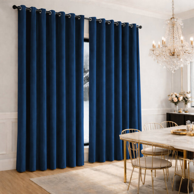 Heavy Velvet Eyelet Ready Made Thermal Drapes & Curtains