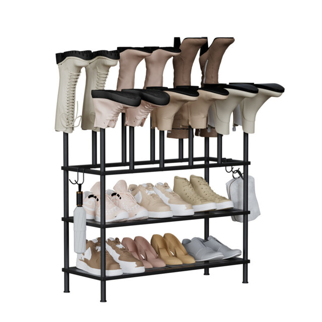 3-Tier Shoe Rack, Shoe Storage Organiser, Metal Storage Rack