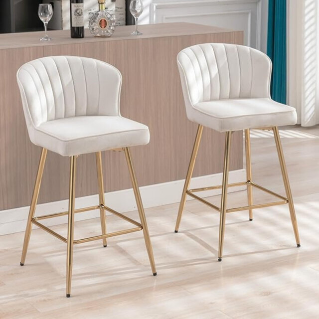 Upholstered Counter Stool with Metal Frame