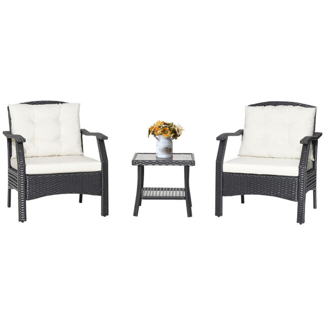 3 PCS Outdoor Furniture Set Modern Patio Bistro Conversation Set