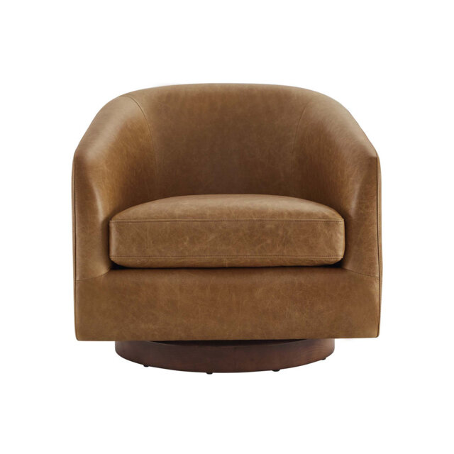 Leather Swivel Barrel Chair