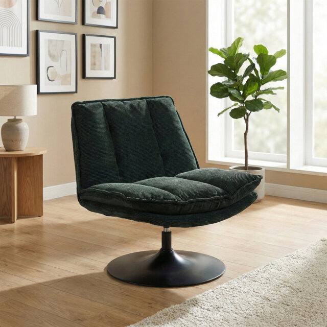 Corduroy Upholstered Swivel Accent Chair