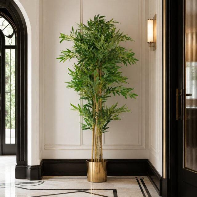 Faux Tree in Metal Planter