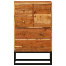 Chest Of Drawer With Drawer With Door Natural Solid Acacia Wood Storage