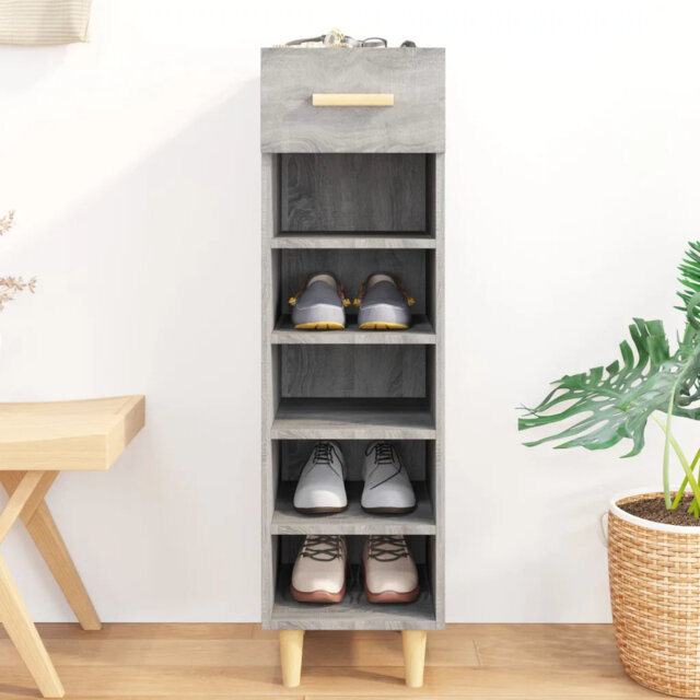 Union Rustic shoe cabinet made of smoked oak wood, 30 x 35 x 105cm