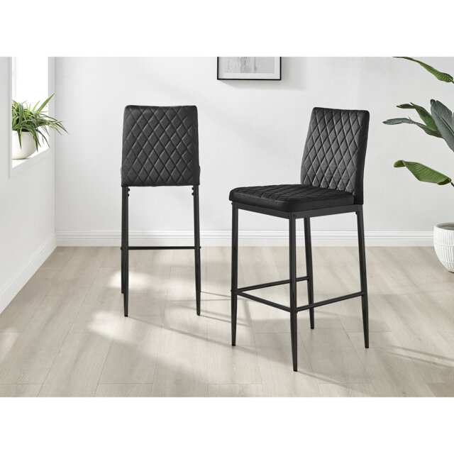 Kenesaw Luxury Breakfast Bar Stool in Quilted Design Velvet Leg - Modern Chic Kitchen