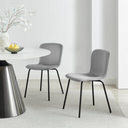 Aston Wing Backed Linen Dining Chairs With Tapered Metal Legs (Set Of 2) - Contemporary Design