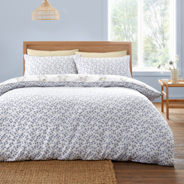 Eloise Floral 230 Thread Count Cotton Satin Stripe Reversible Duvet Cover Set