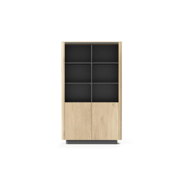 Torro Bookcase 113cm - Stylish Oak Cremona & Black with Ample Shelving for Books and Décor