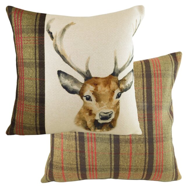 Indoor Use Only Tartan Square 43 Cm High Scatter Cushion, Cushion with Filling Pillow