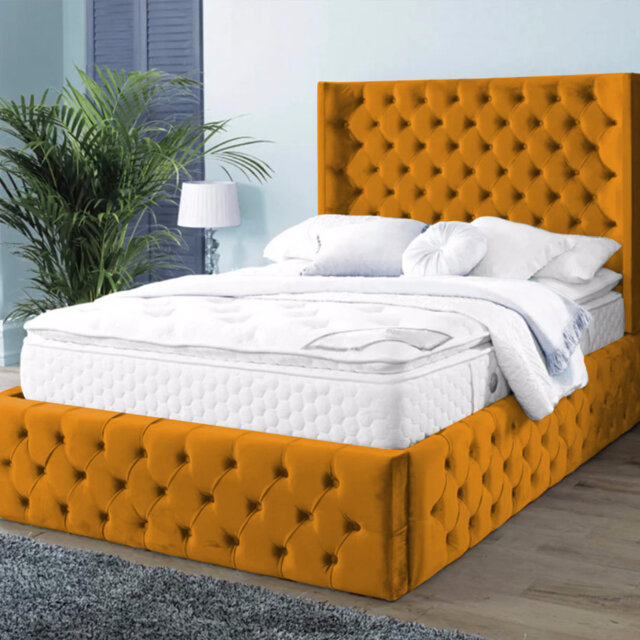 Buckingham Chesterfield Velvet Upholstered Bed Frame - Deep Button, Sprung Slats