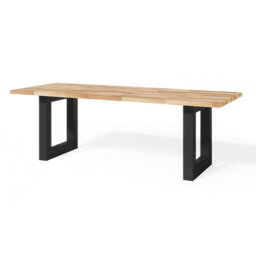 Andrina Oak Solid Wood Top Metal Base Dining Table
