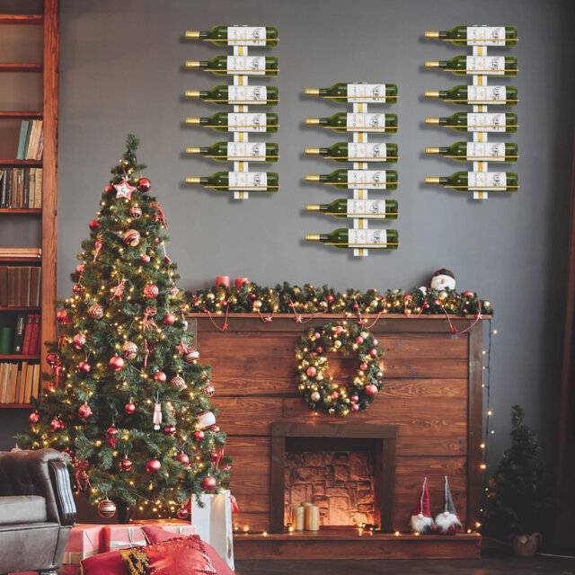 Donnel 9 Bottle Wall Mounted Wine Bottle Rack in Gold
