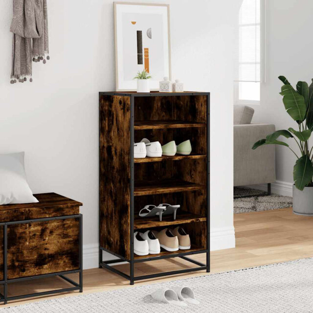 Shoe Rack Smoked Oak 48X38x97.5 Cm Engineered Wood