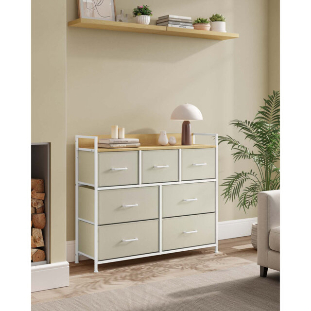 Chest Of Drawers, Bedroom Cabinet, 7 Fabric Drawers With Handles, Metal Frame