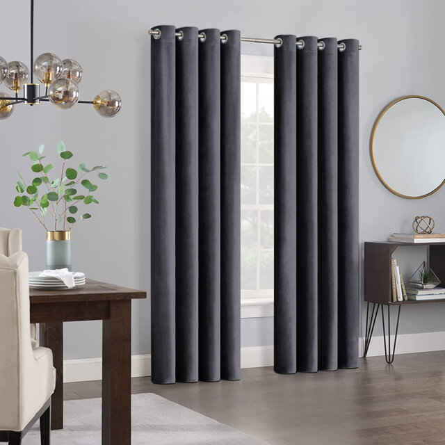 Panola Crushed Velvet Eyelet Sheer Curtains