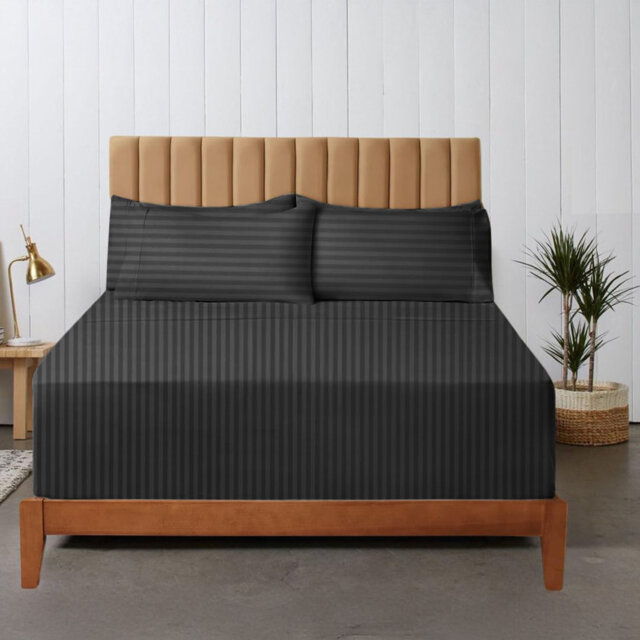 200 Thread Count Striped Microfiber Fitted Sheet