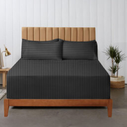 200 Thread Count Striped Microfiber Fitted Sheet