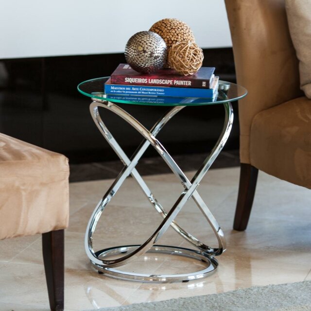 Rhiannon Glass Top Abstract End Table