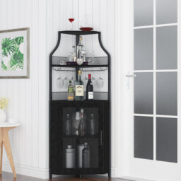 Corner Bar Cabine, Wine Cabinet with Removable Glass Shelves, Sideboard Buffet Cabinet