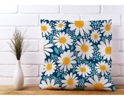 Laurelai CAMOMILE FLOWERS Floral Square Throw Cushion