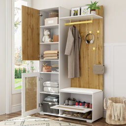Hall Tree 110cm Wide with Bench and Shoe Storage