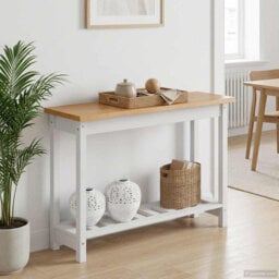 112 cm W Solid Wood Top Console Table