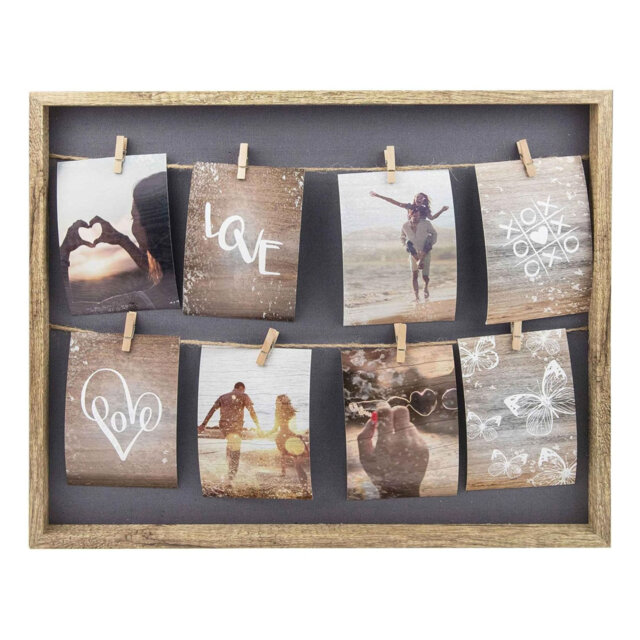 Aibek Grey Solid Wood Picture Frame with Mat