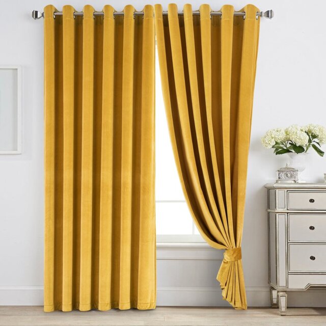 Reede Luxury Crushed Velvet Eyelet Curtains - Fully Lined, Heavy Plush Drapes