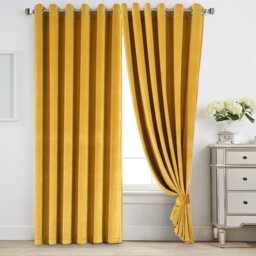Reede Luxury Crushed Velvet Eyelet Curtains - Fully Lined, Heavy Plush Drapes