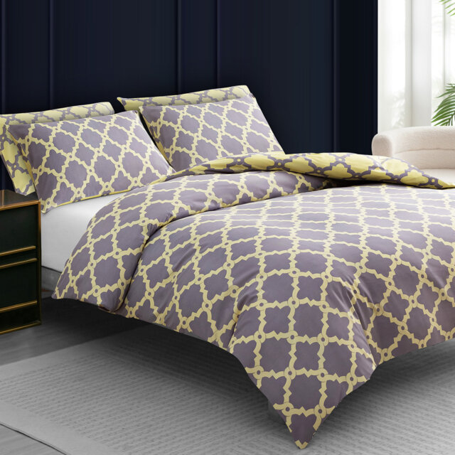 Microfiber Geometric Duvet Cover Set