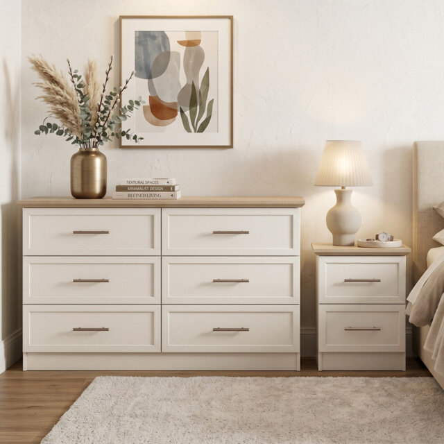 Cleverton Bedside Table And 6 Drawer Chest Bedroom Set