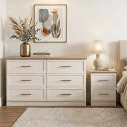 Cleverton Bedside Table And 6 Drawer Chest Bedroom Set