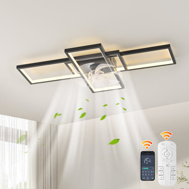 Arlyn 90cm 7 - Blade LED Ceiling Fan with Remote Control and Light Kit Included