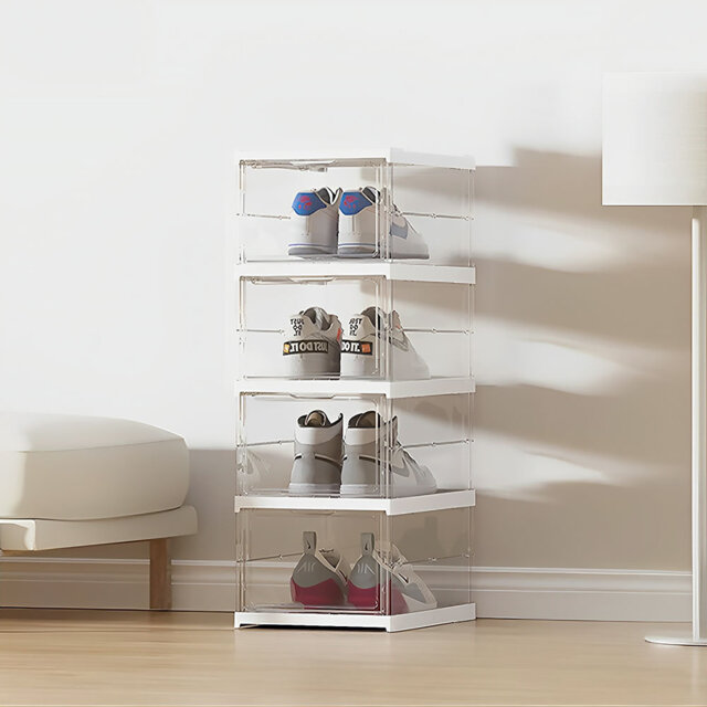 4 Pair Stackable Shoe Storage Cabinet