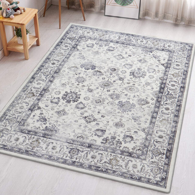 Aspire Homeware Grey Floral Vintage Area Rug