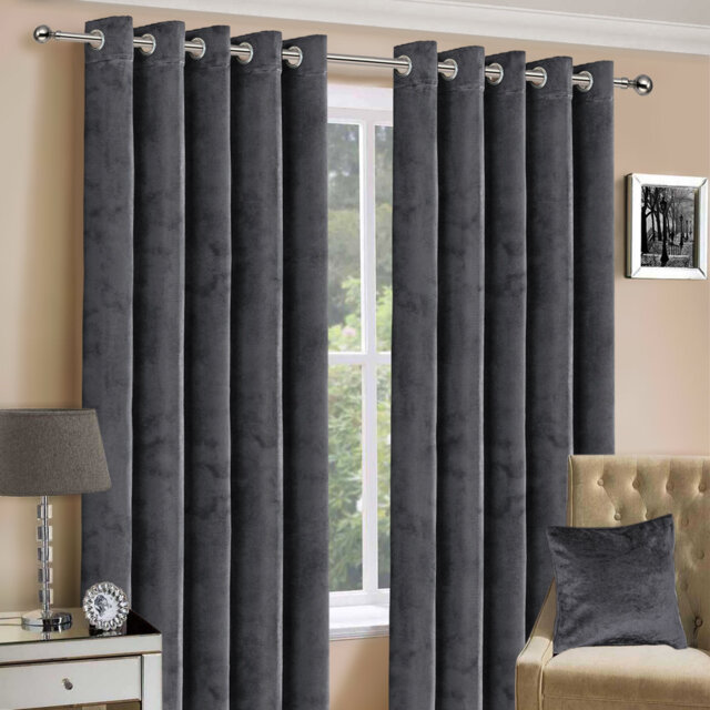 Hollange Crushed Velvet Eyelet Windows Panel Curtains