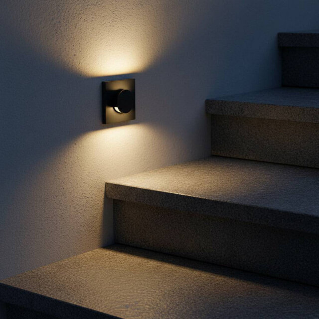 UltraBeam 3 Watt LED Black Recessed Outdoor Wall Light And Exterior Step Light