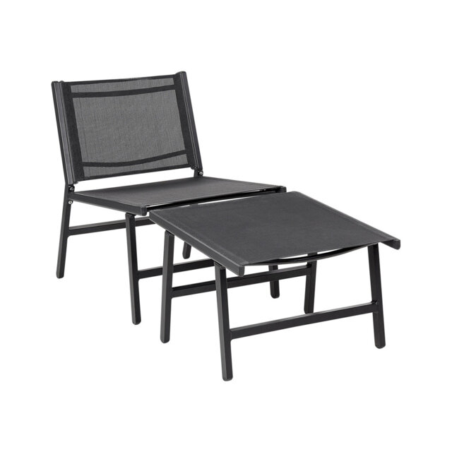 Caleiah Outdoor Armless Lounge Chair with Ottoman