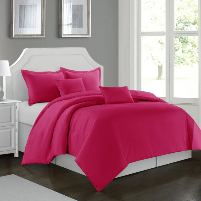 Cathyjo Super Soft Microfibre Reversible 200 TC Plain Duvet Cover Set with Cases