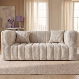 Modern Corduroy 2-Seater Loveseat with Oversized Armrests, Small Space Sofa