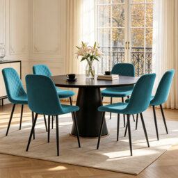 Modern Velvet Upholstered Dining Chair with Diamand Tufted