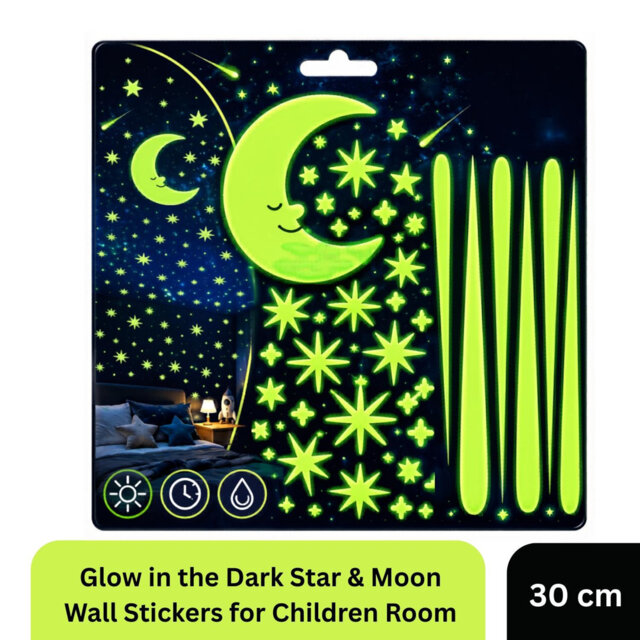 Glow in The Dark Star and Moon Wall Stickers Kids Bedroom Nursery Decor