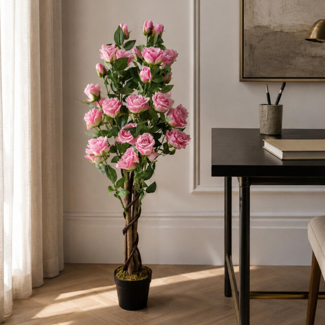 Artificial Flowering Tree in Planter