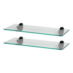Harbour Housewares - Floating Glass Shelves with Metallic Brackets - Set of 2