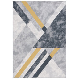 Jenuel Machine Woven Polyester Grey/Gold/Black Rug