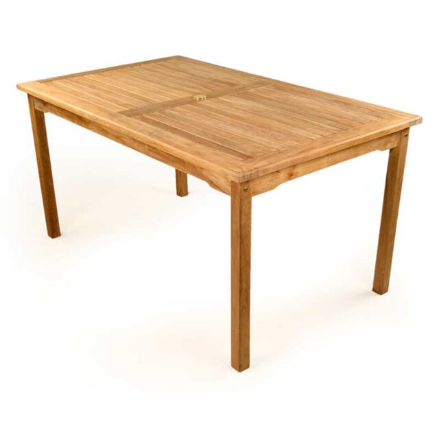 Cheaney Rectangular Teak Outdoor Dining Table With Umbrella Hole , 150cm cm W 90cm cm D