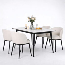47.5cm H Velvet Upholstered Metal Spindle Side Chair in Brown