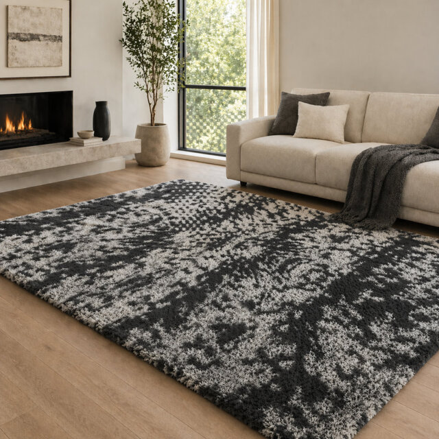 Aspire Homeware Grey Shaggy Area Rug Soft Modern Indoor Carpet
