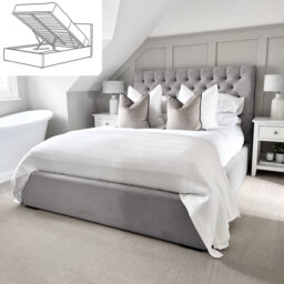 Bangura Chesterfield Ottoman Storage Bed - Velvet Upholstered Gas Lift Bed Frame with Footboard